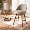 Baxton Studio Carra Beige Upholstered Walnut-Finished Wood Swivel Counter Stool, PK2 157-9653